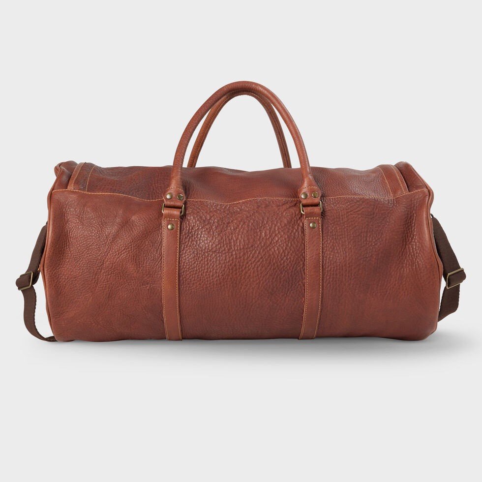 Duluth Lifetime Leather Duffle Bag Full Grain Cowhide Brown Travel 24