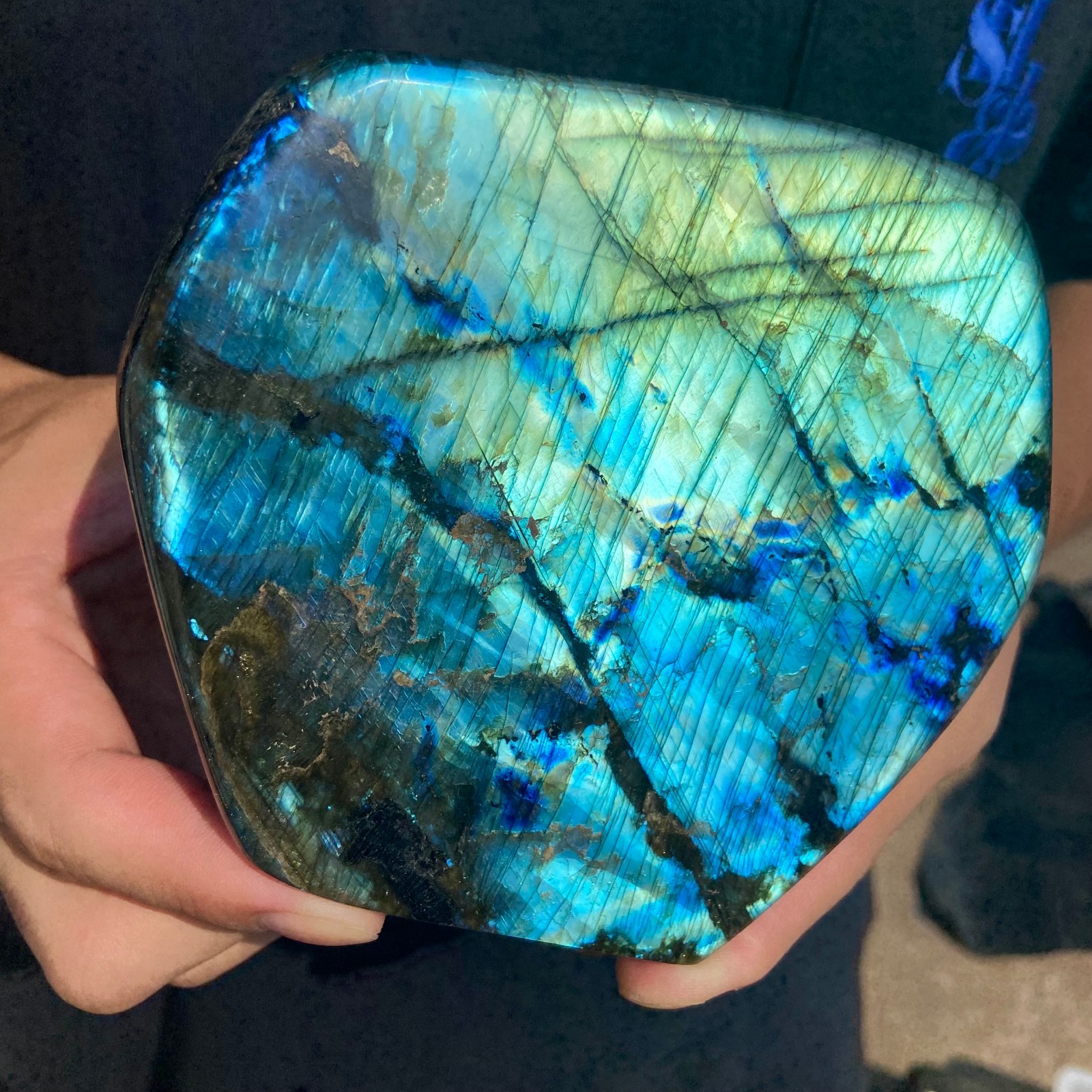 3.3LB Natural Labradorite Quartz Crystal Freeform Mineral Specimen Healing