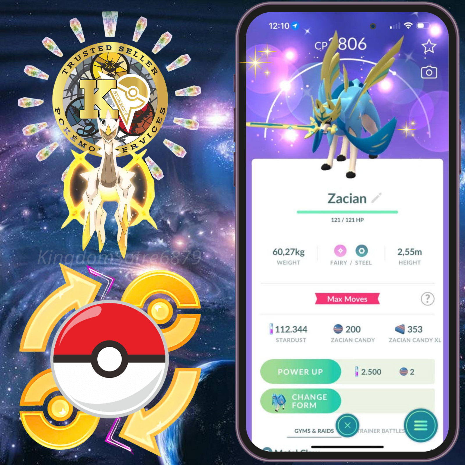 Pokémon —GO—PTC—TRADE— Shiny Zacian Crowned — Zamazenta Crowned — 20k —Digital♻️