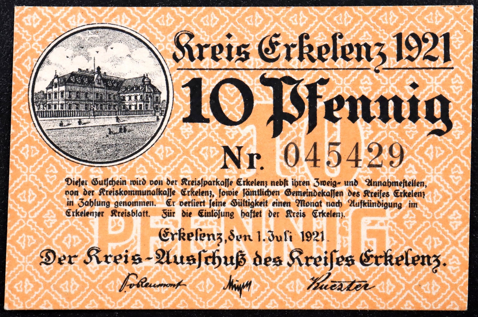 ERKELENZ 1921 small 10 Pfennig German Notgeld Complete set of one