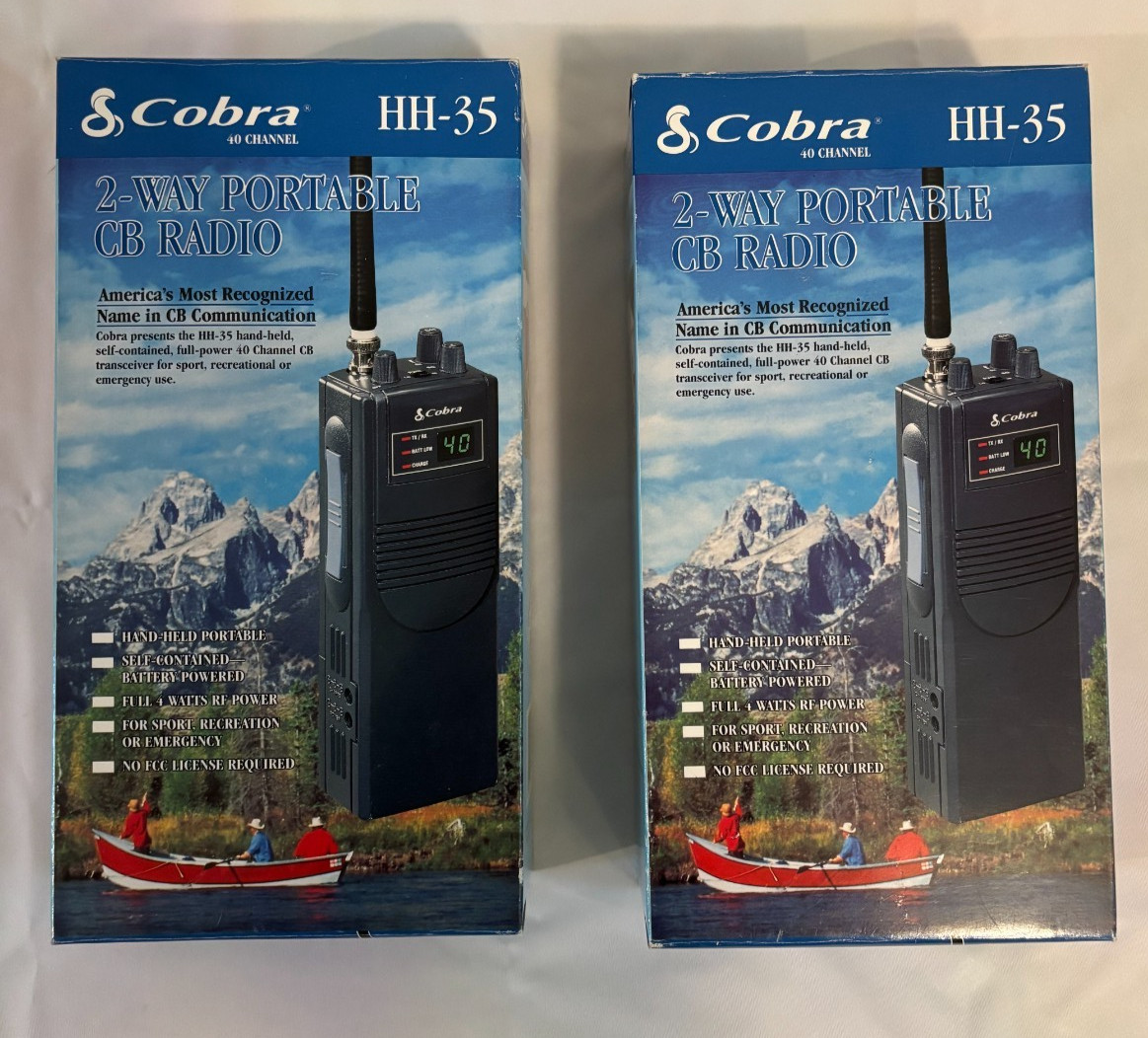 2 Cobra HH-35 40 Channel Handheld CB Radios Open Box New Old Stock NOS
