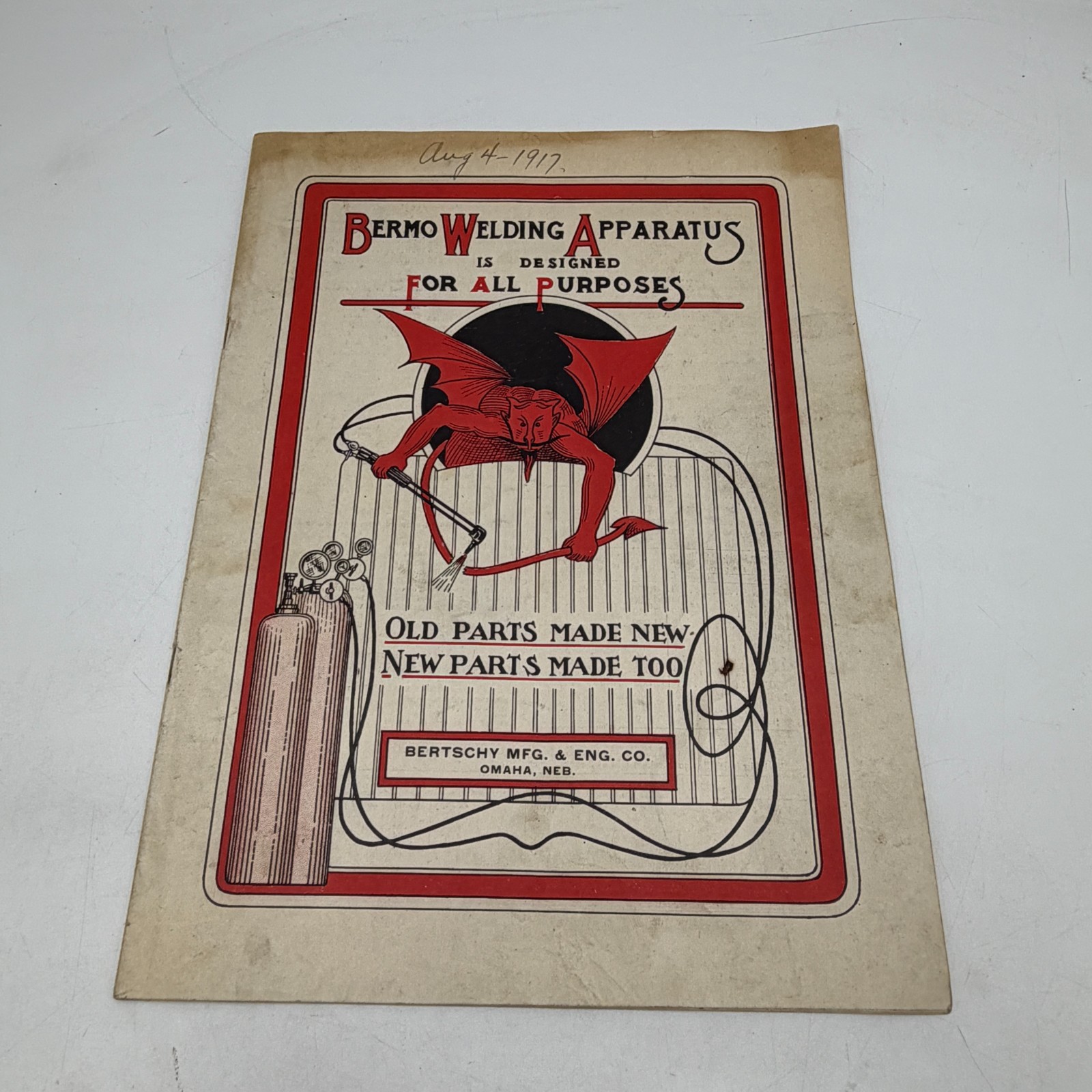 Vtg 1917 Bermo Welding Apparatus Bertschy Omaha Nebraska Catalog Devil Cover Vtg 1917 Bermo Welding Apparatus Bertschy Omaha Nebraska Catalog Devil Cover