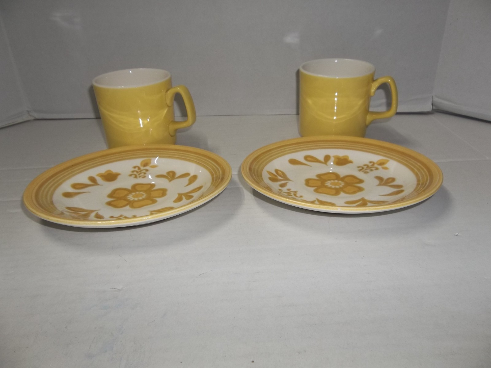 2 Vintage Royal China Cavalier Ironstone Damsel Pattern Cups and Saucers