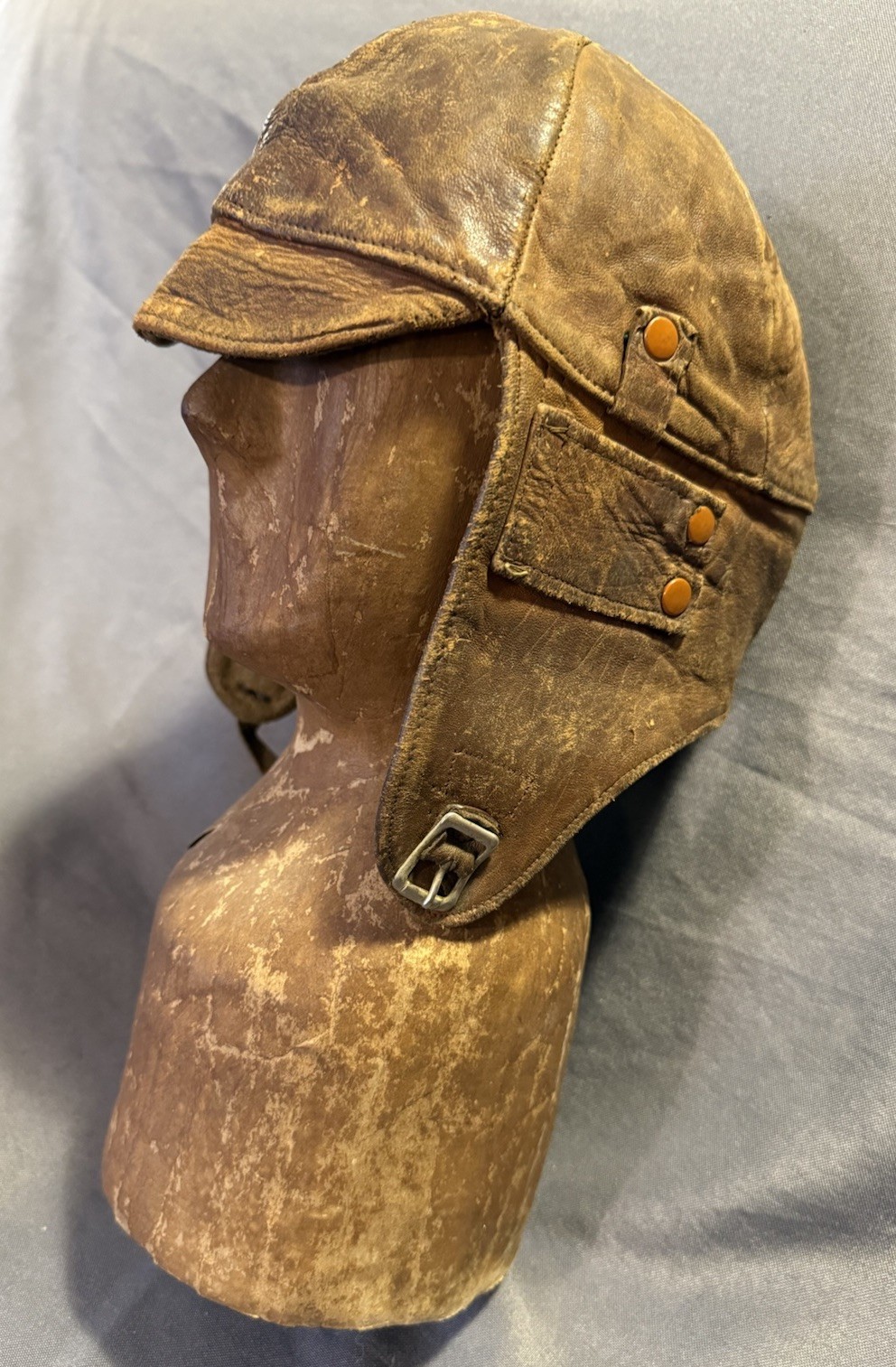 Antique WW1 Period Leather Aviator Flight Pilot Bomber Cap WWI military Antique WW1 Period Leather Aviator Flight Pilot Bomber Cap WWI military