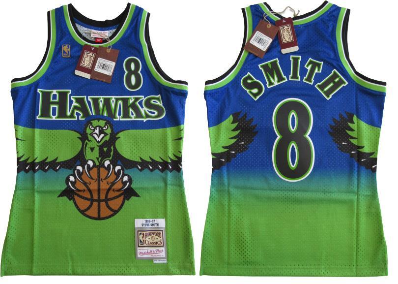 New 1996-97 Steve Smith #8 Hawks Mens Sizes Mitchell & Ness Swingman Jersey $130