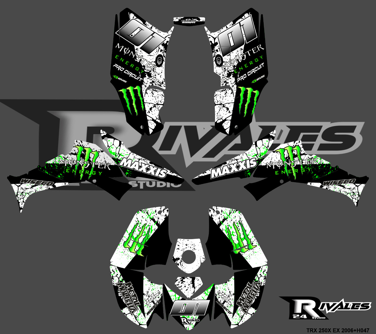 ATV Graphics Stickers Honda TRX 250EX TRX 250X (2006 to 2024)