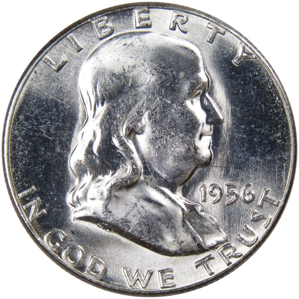 1956 Franklin Silver Half Dollar Uncirculated Mint State 50c Coin
