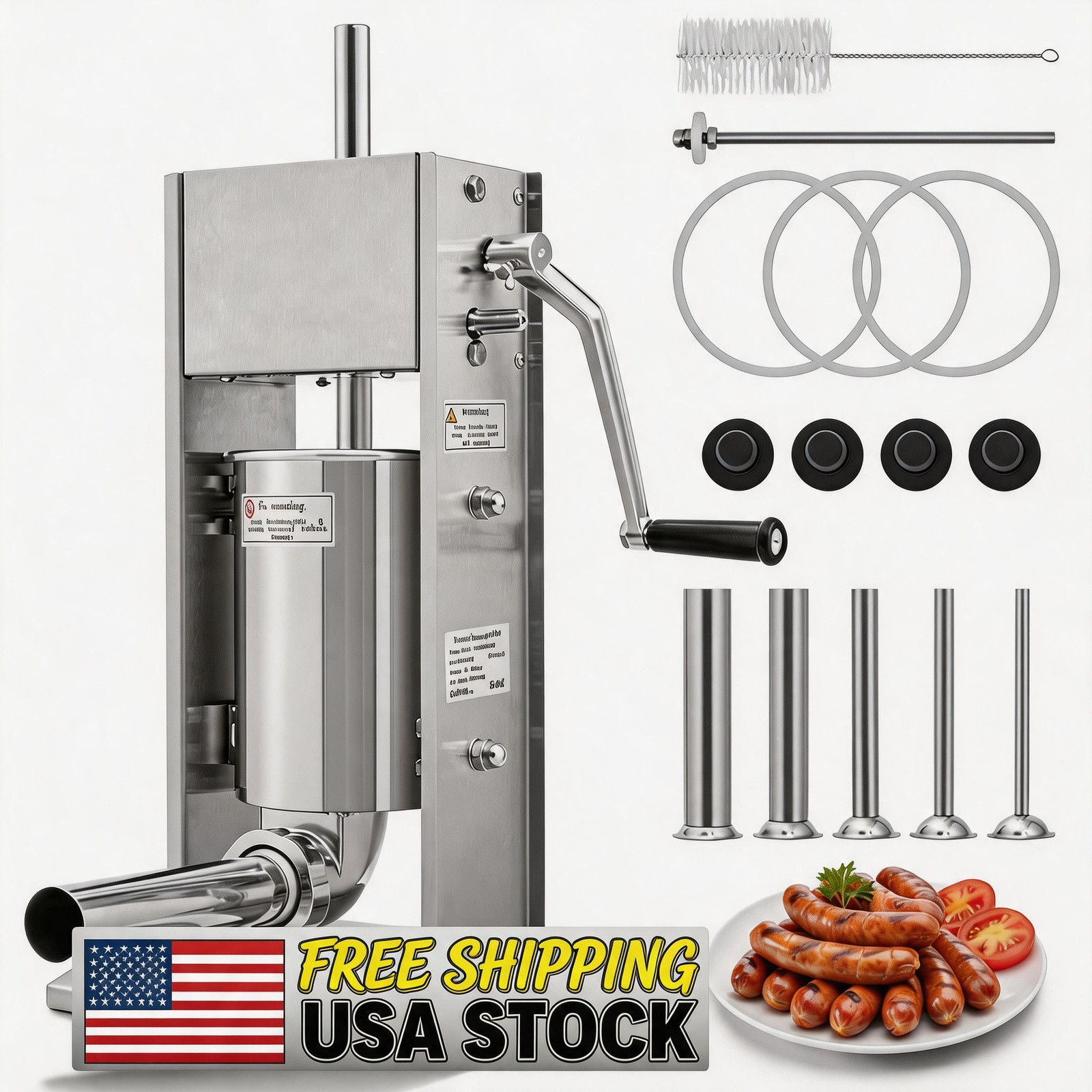 Sausage Stuffer 2 Speed Stainless Steel Vertical Sausage Maker Commercial Spanis Sausage Stuffer 2 Speed Stainless Steel Vertical Sausage Maker Commercial Spanis