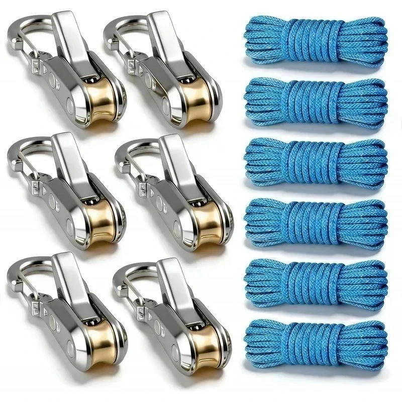 6 Lock Rope Buckle Down Hooks Tie Tightening Tensioner Rope Roller with Cargo