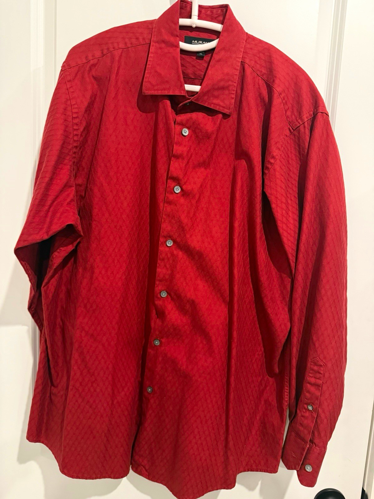 Murano Men’s XL Red Geometric Dress Shirt Long Sleeve Collared Button Front