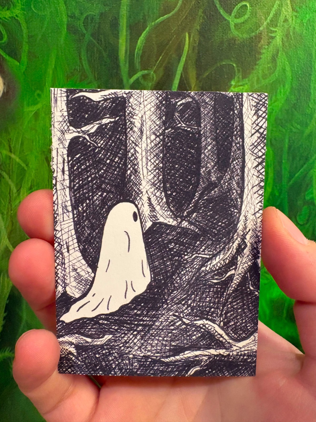ACEO Original PRINT Art Card Lonely Ghost Bubble And Squeak ACEO Original PRINT Art Card Lonely Ghost Bubble And Squeak