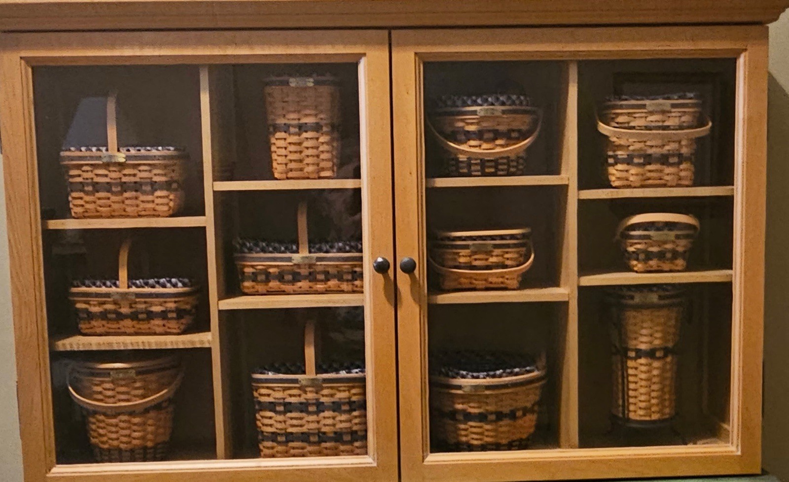 Longaberger J.W. Full Collection + Cabinet W/ 12 Baskets Liners And Protectors