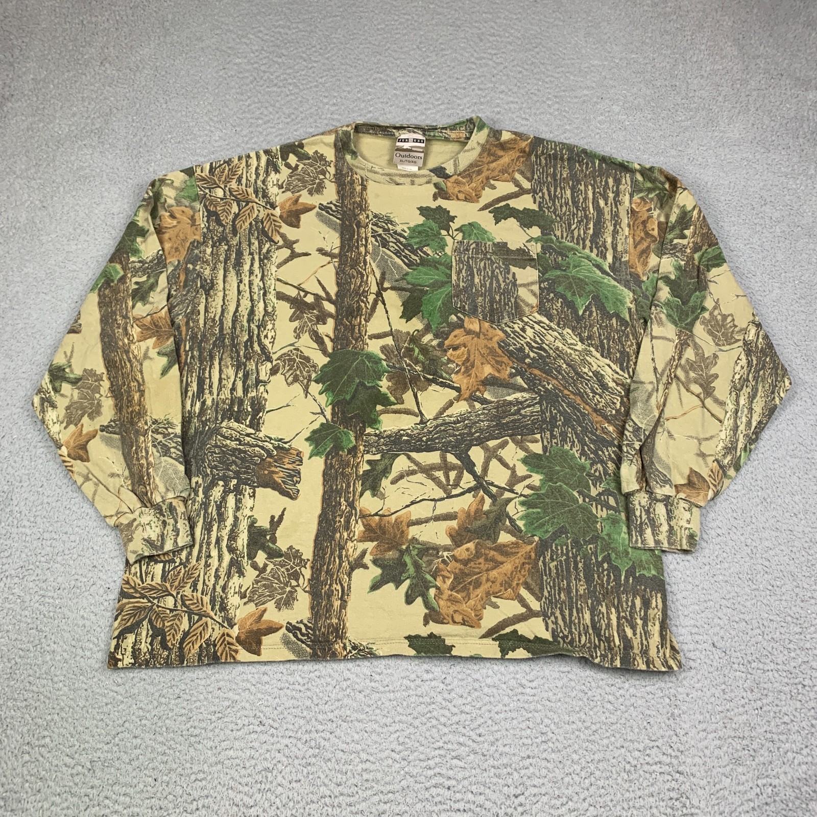 Vintage Jerzees Outdoor Camo Shirt Mens XL Long Sleeve Faded Boxy 90s