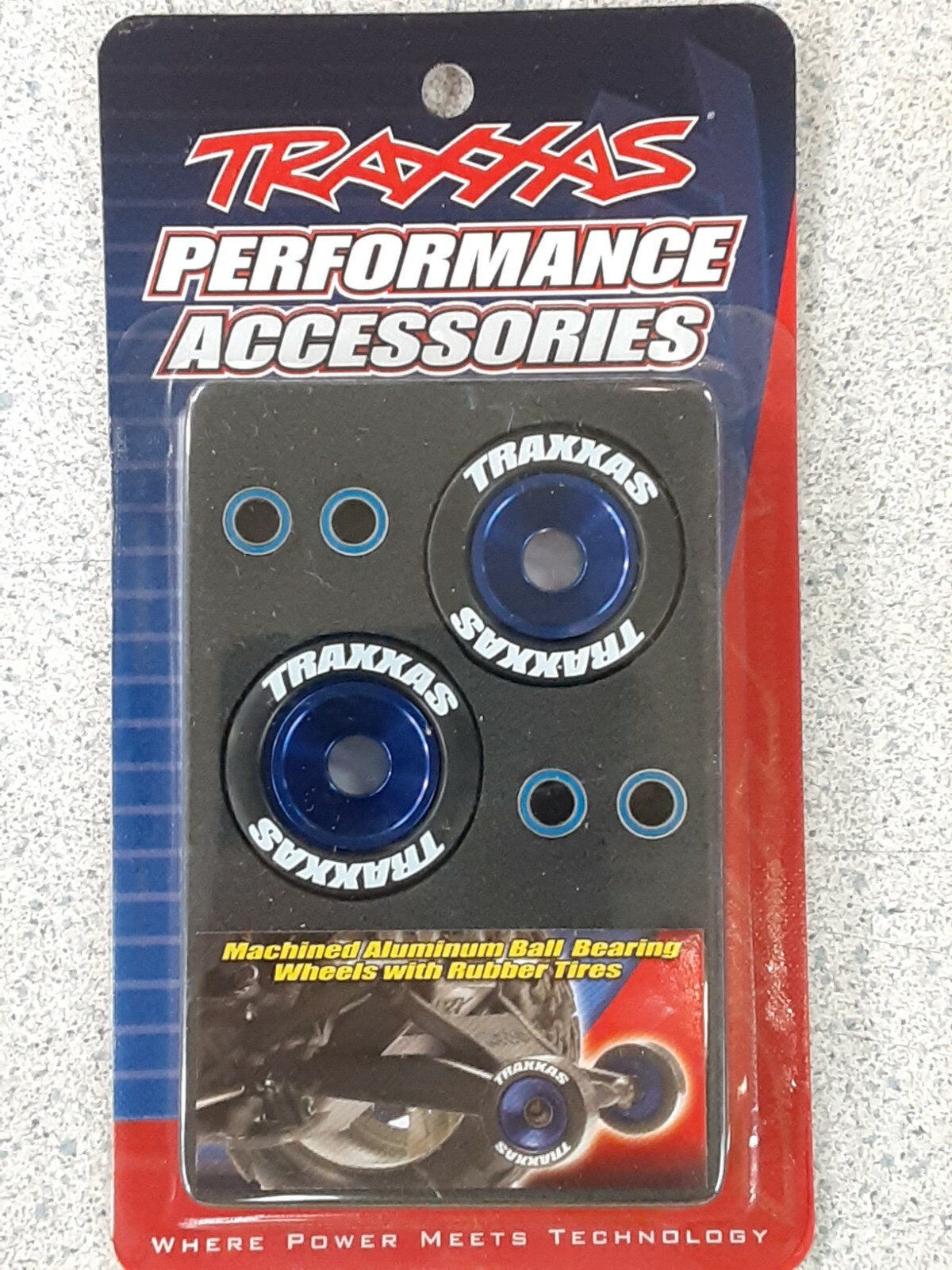 Traxxas TRA5186A Aluminum Wheelie Bar Wheel Set w/Rubber Tires Blue New Traxxas TRA5186A Aluminum Wheelie Bar Wheel Set w/Rubber Tires Blue New