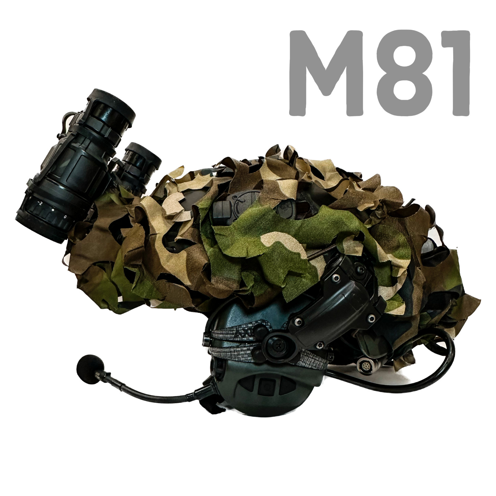 High Cut Helmet Scrim Cover Ghillie Milsim Airsoft - M81 Flecktarn Snow