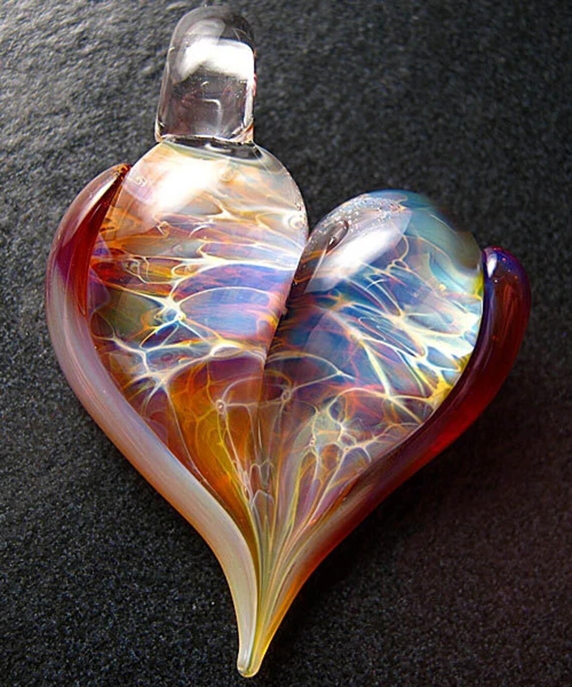 Boomwire Glass Heart pendant - Contemporary Handmade lampwork jewelry art bead