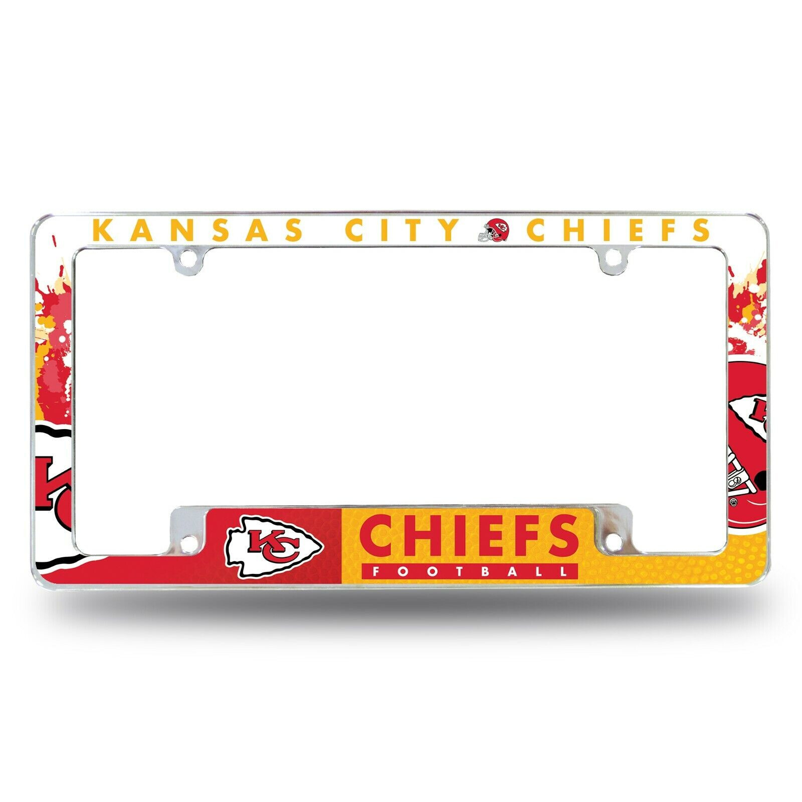 Kansas City Chiefs Chrome ALL OVER Premium License Plate Frame Cover Truck Car Kansas City Chiefs Chrome ALL OVER Premium License Plate Frame Cover Truck Car