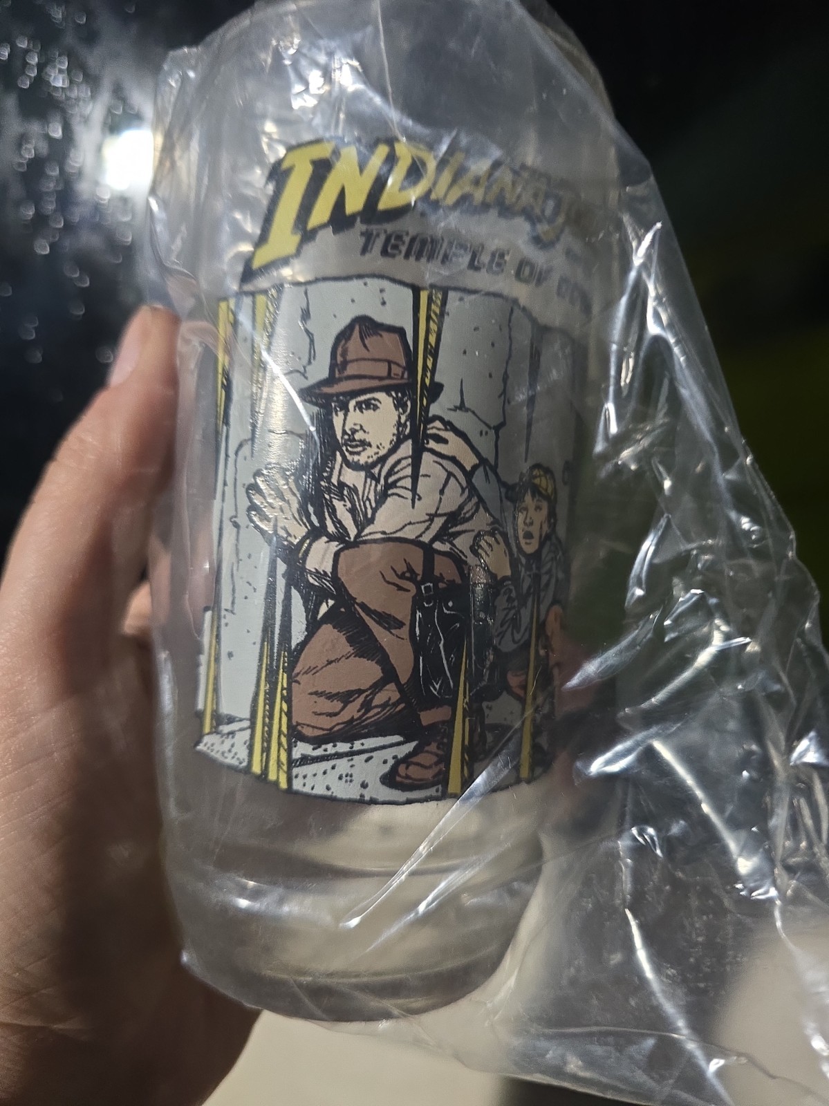 Vintage 1984 Indiana Jones & the Temple of Doom 7-Up Glass 1984 (Spike room) New Vintage 1984 Indiana Jones & the Temple of Doom 7-Up Glass 1984 (Spike room) New