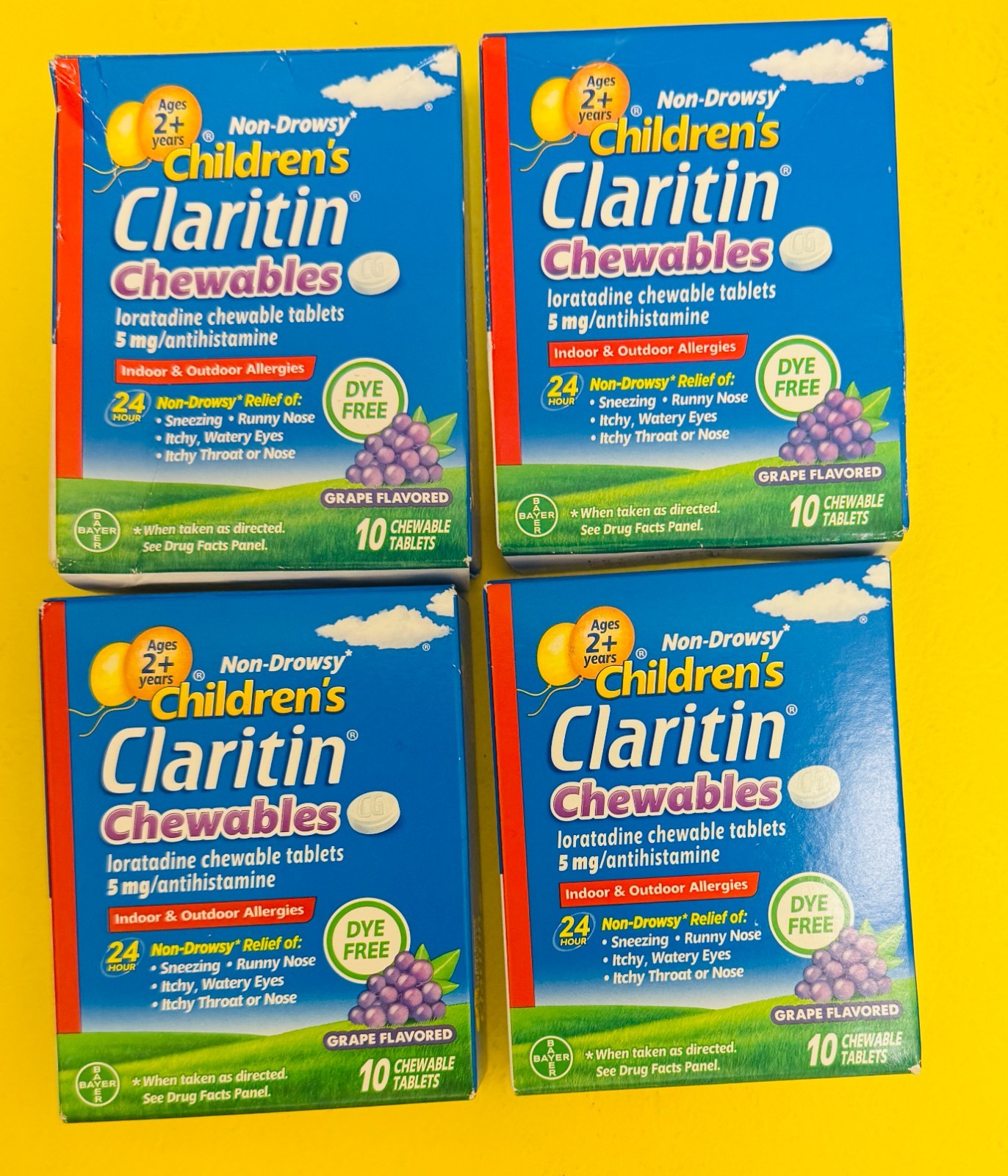 4x Claritin Children’s Allergy Grape10 Chewable Tablets – Exp 10/26+