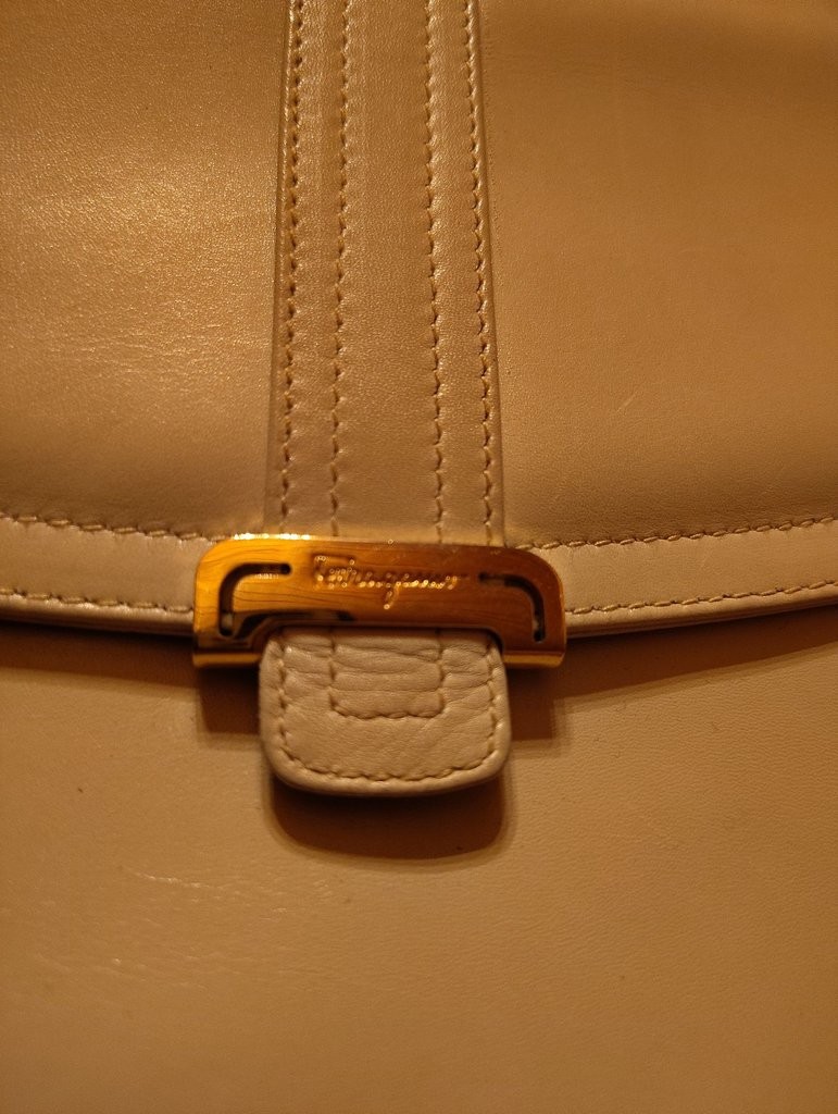 Salvatore Ferragamo Beige Leather Handbag