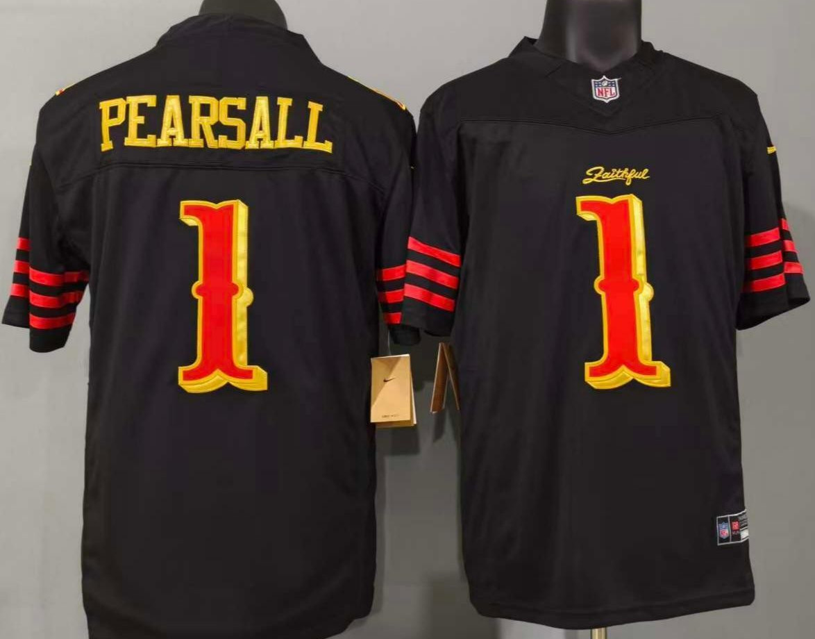 Tariffs​ Free SF 49ers 2025 F.U.S.E Rivalries Collection Black Stitched Jersey.