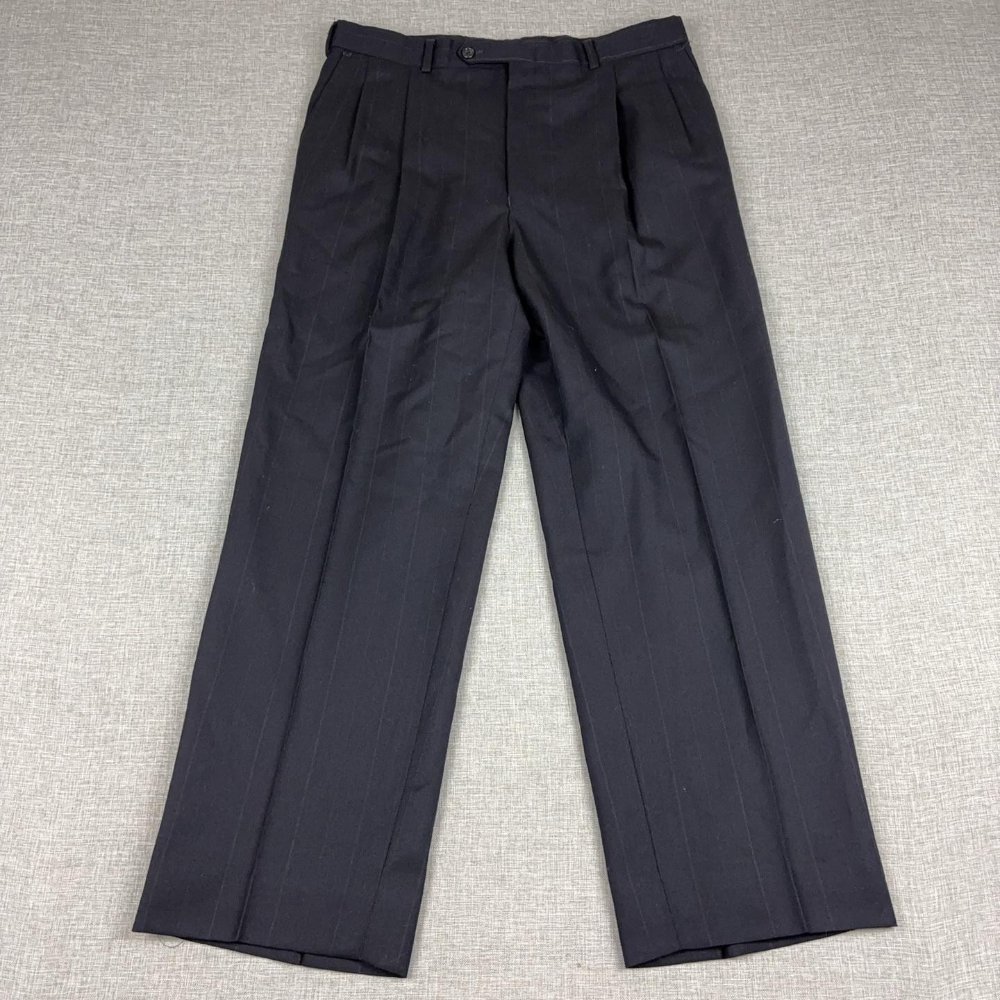 Vintage Burberrys Men’s 34x28 Black Pinstripe Pleated Dress Pants Trousers 90s