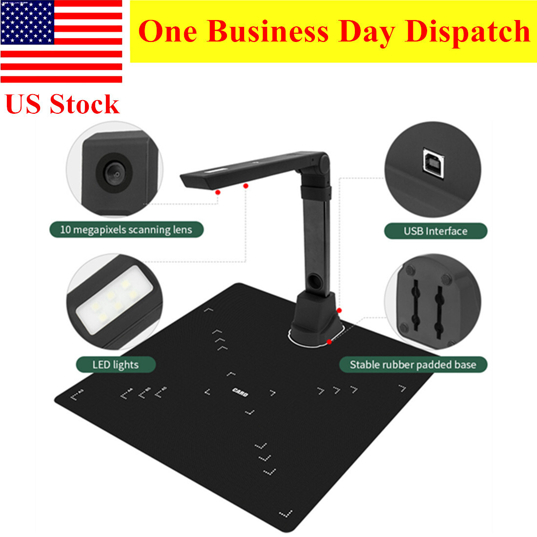 12MP Book & Documents Scanner w/ OCR Auto-Flatten Deskew for Desktop Laptop