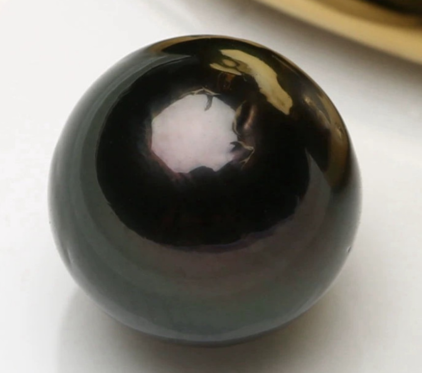 Huge 17-18mm Natural South Sea Genuine Dark Black Round Loose Pearl undrilled 01