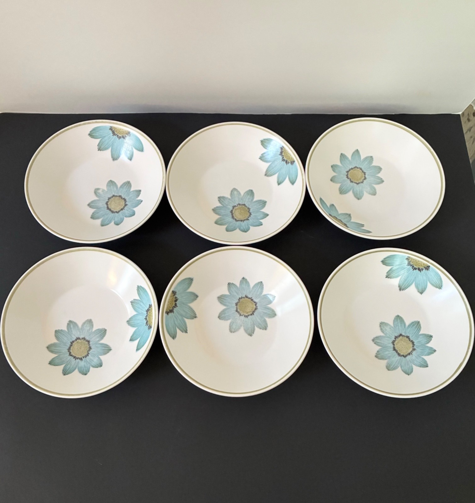 6 Noritake Progression Up-Sa Daisy Bowls 7.5 Inches Cereal Soup Made in Japan