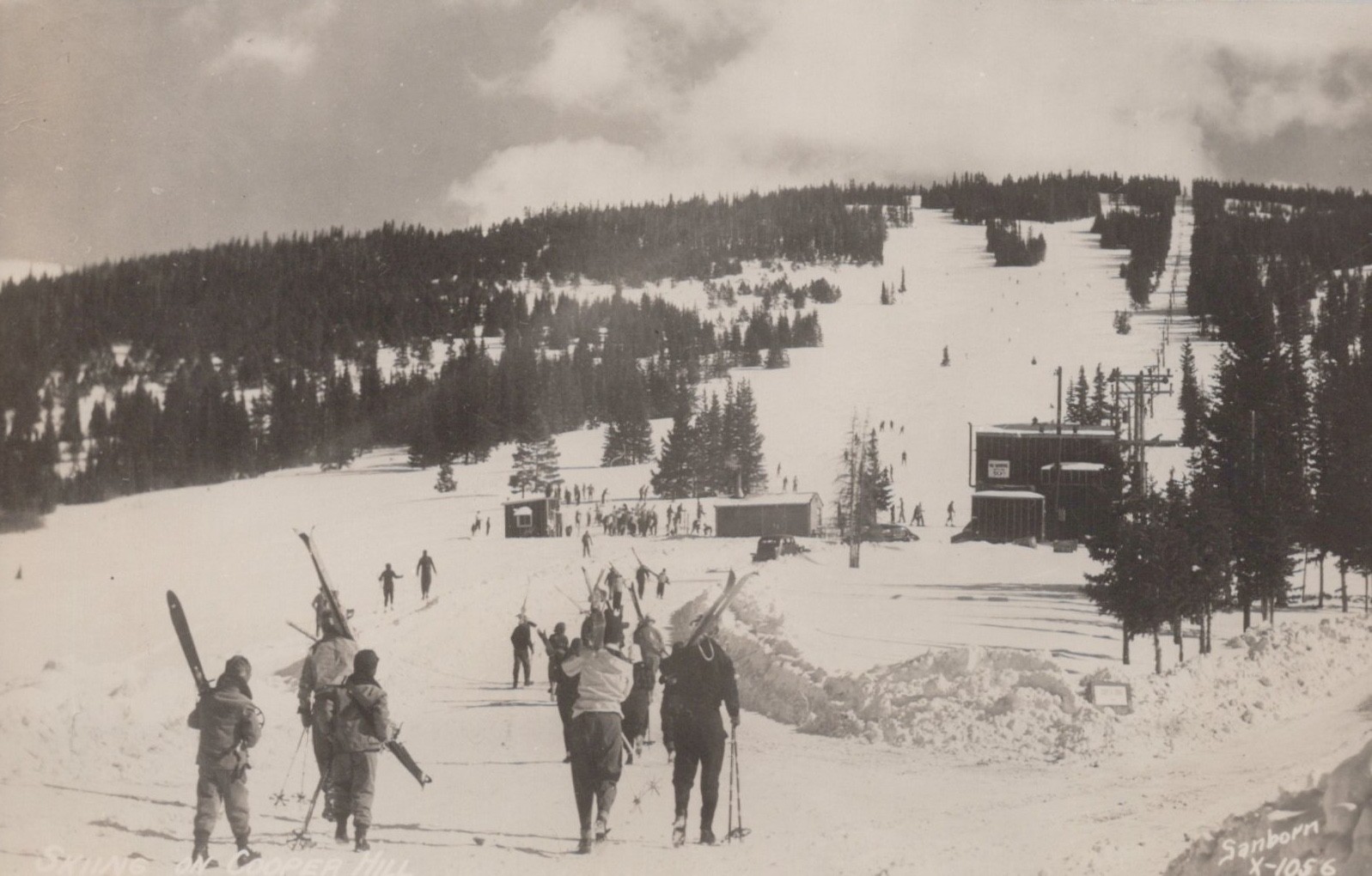 POSTCARD RPPC SKIERS SANDBORN PHOTO COOPER HILL NEAR LEADVILLE COLORADO