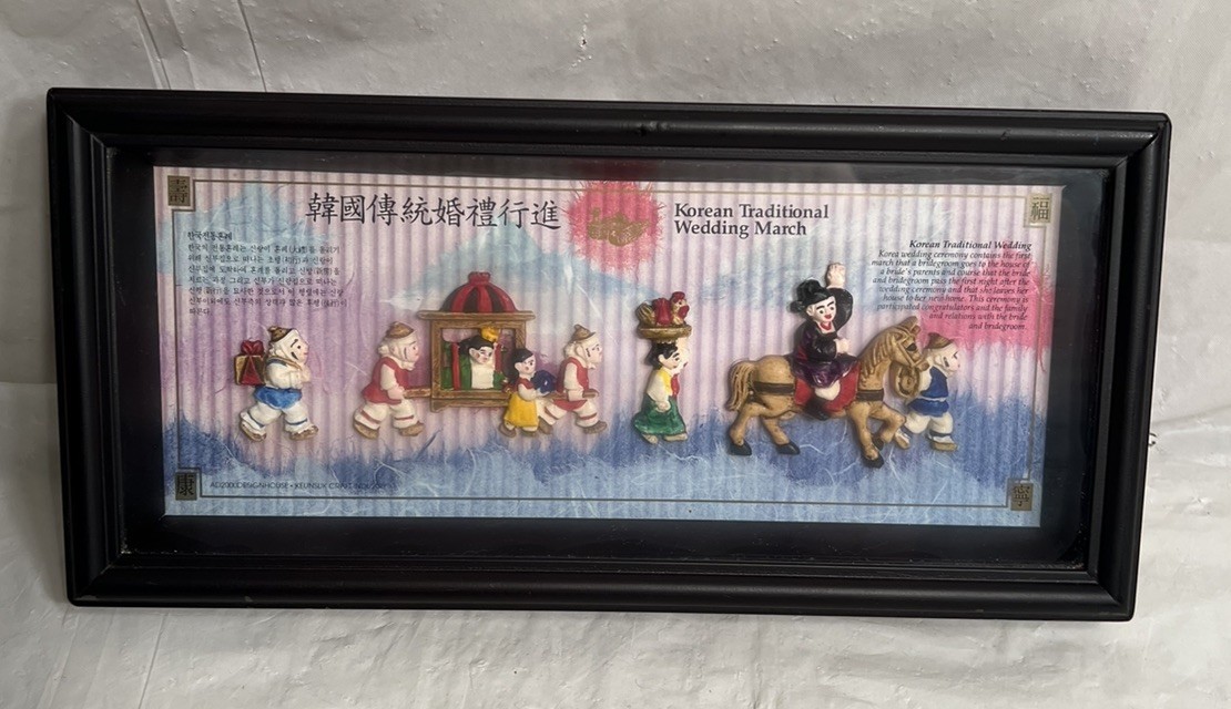 Vintage Korean Traditional Wedding March Shadow Box by Keunsuk Craft Industry