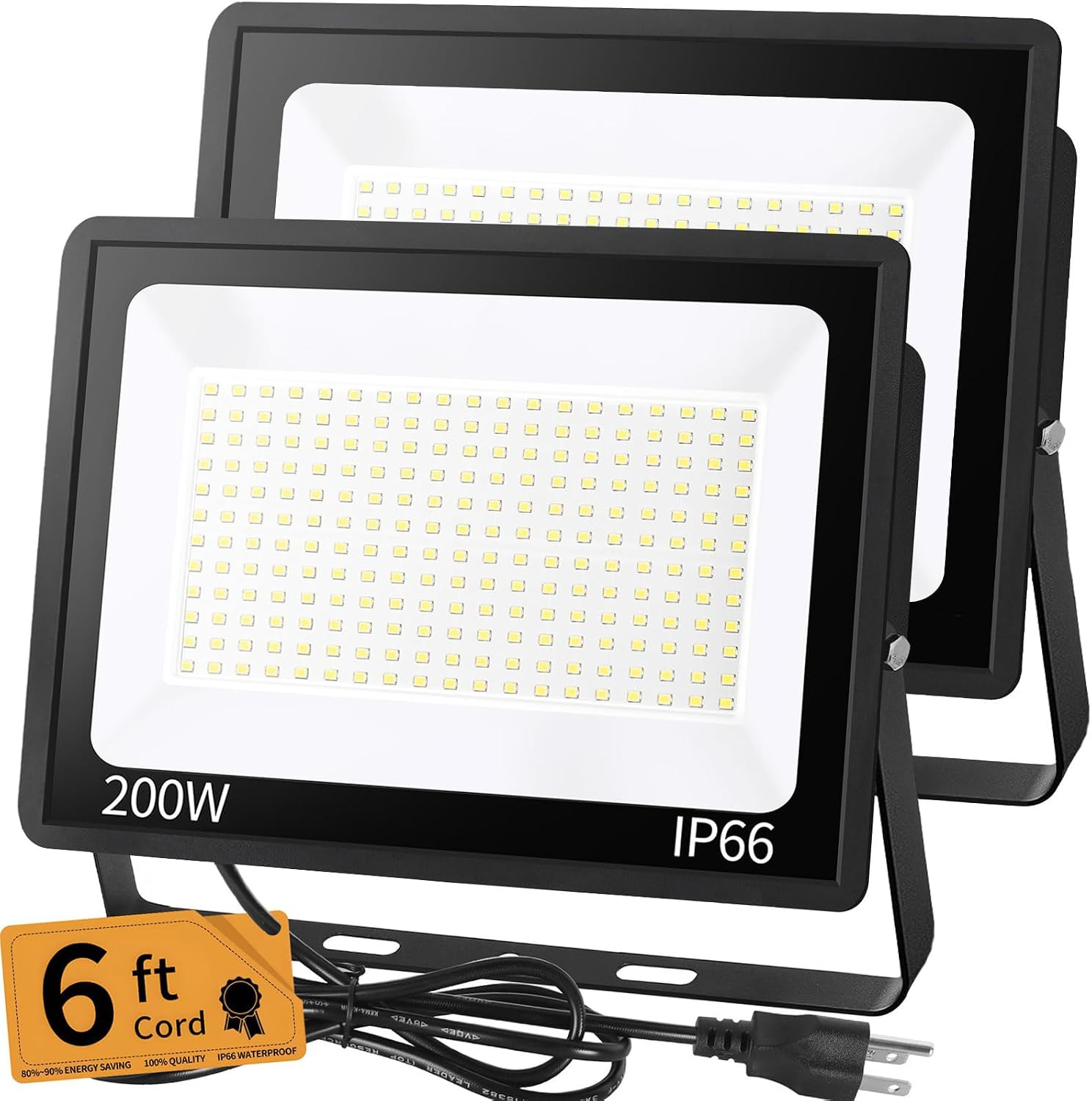 200W LED Flood Light Outdoor, 24000LM Exterior Security Lights, 2 Pack 200W LED Flood Light Outdoor, 24000LM Exterior Security Lights, 2 Pack