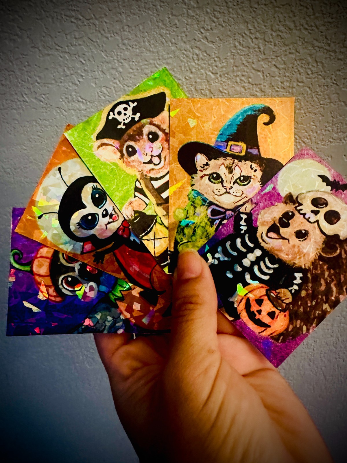 ACEO Original *HOLOGRAPHIC STICKER BUNDLE* “The Spooky Parade” 2.5x3.5 ACEO Original *HOLOGRAPHIC STICKER BUNDLE* “The Spooky Parade” 2.5x3.5