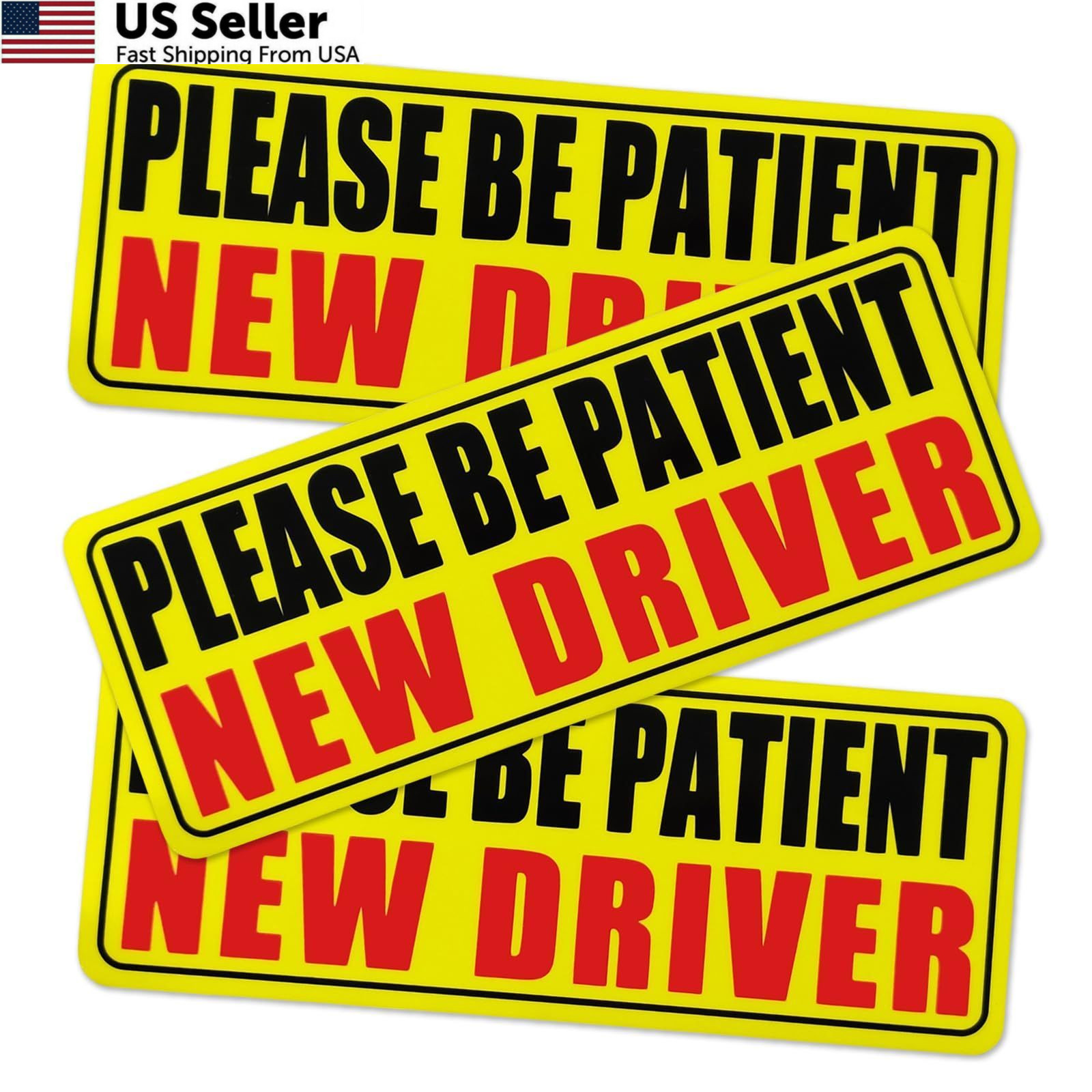 New Driver Magnet Please Be Patient Reflective Warning Sign Car 3 Pack New USA New Driver Magnet Please Be Patient Reflective Warning Sign Car 3 Pack New USA