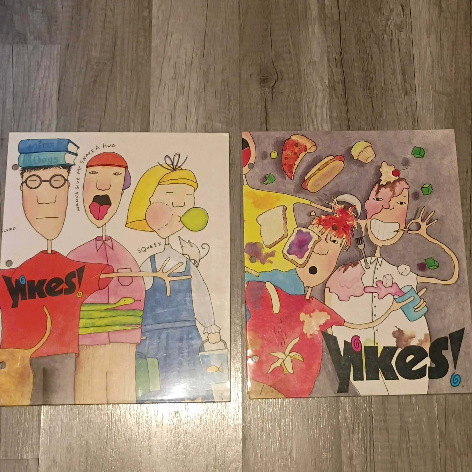 VTG RARE YIKES Lot of 2, 1980-1990's Lunch Room Food Fight, School Day folder VTG RARE YIKES Lot of 2, 1980-1990's Lunch Room Food Fight, School Day folder