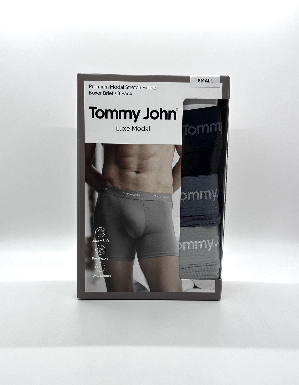 Tommy John Second Skin Men\'s 3-Pack Luxe Modal Boxer Briefs S Blk/Turbulence/Mon Tommy John Second Skin Men\'s 3-Pack Luxe Modal Boxer Briefs S Blk/Turbulence/Mon