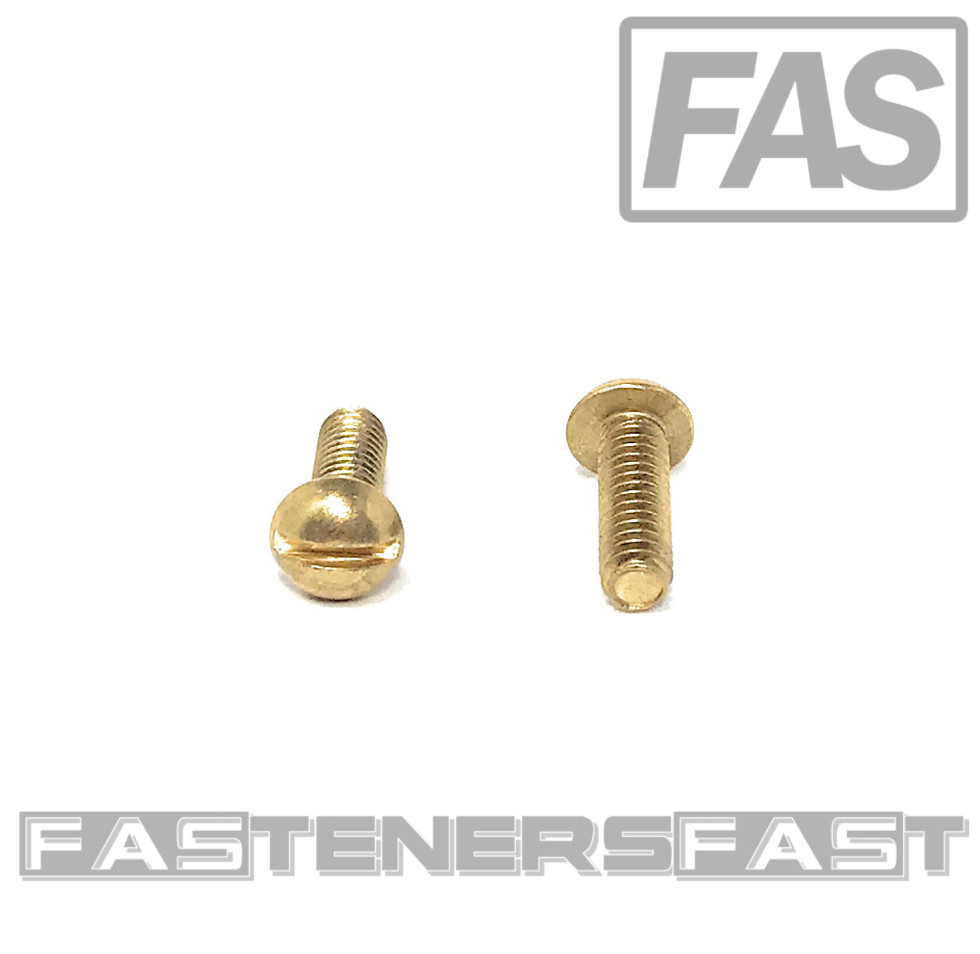 (100) 8-32x1/2 Brass Slotted Round Head Machine Screws #8-32 - Solid Brass
