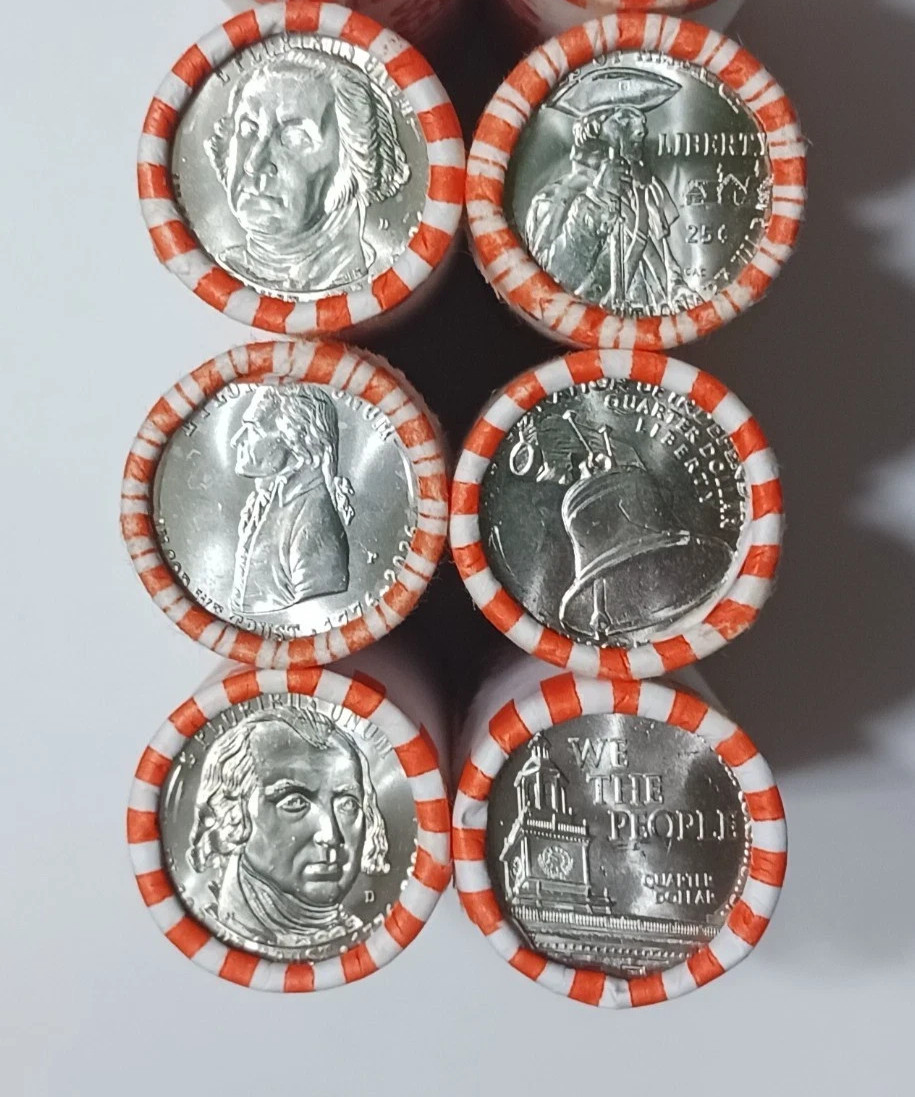 6 Rolls Constitution, Declaration, War Quarters 1 each 2026 P & D MIXED Wrappers 6 Rolls Constitution, Declaration, War Quarters 1 each 2026 P & D MIXED Wrappers