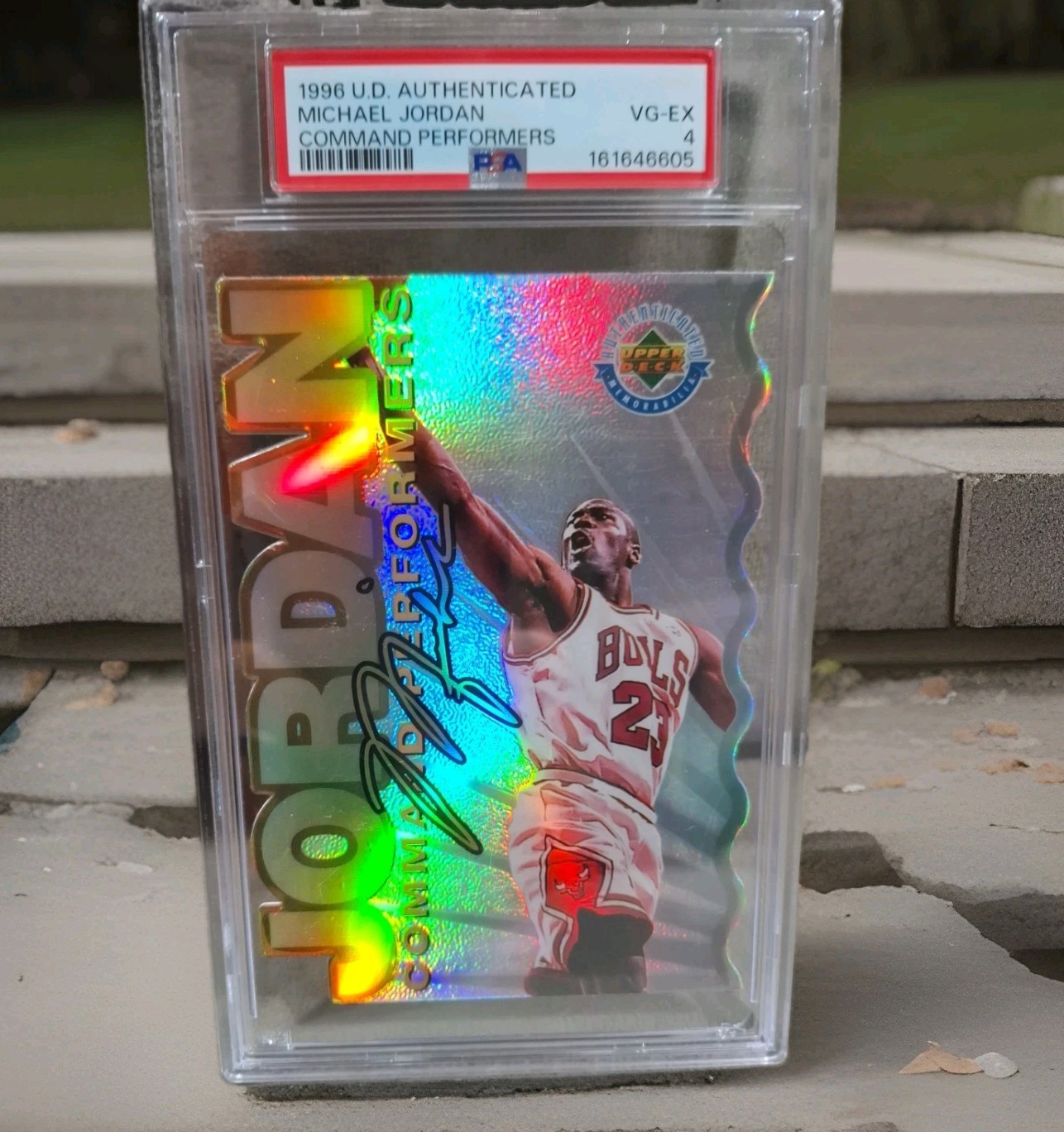 1996 Upper Deck Authenticated Command Performers Refractor- Michael Jordan /5000 1996 Upper Deck Authenticated Command Performers Refractor- Michael Jordan /5000