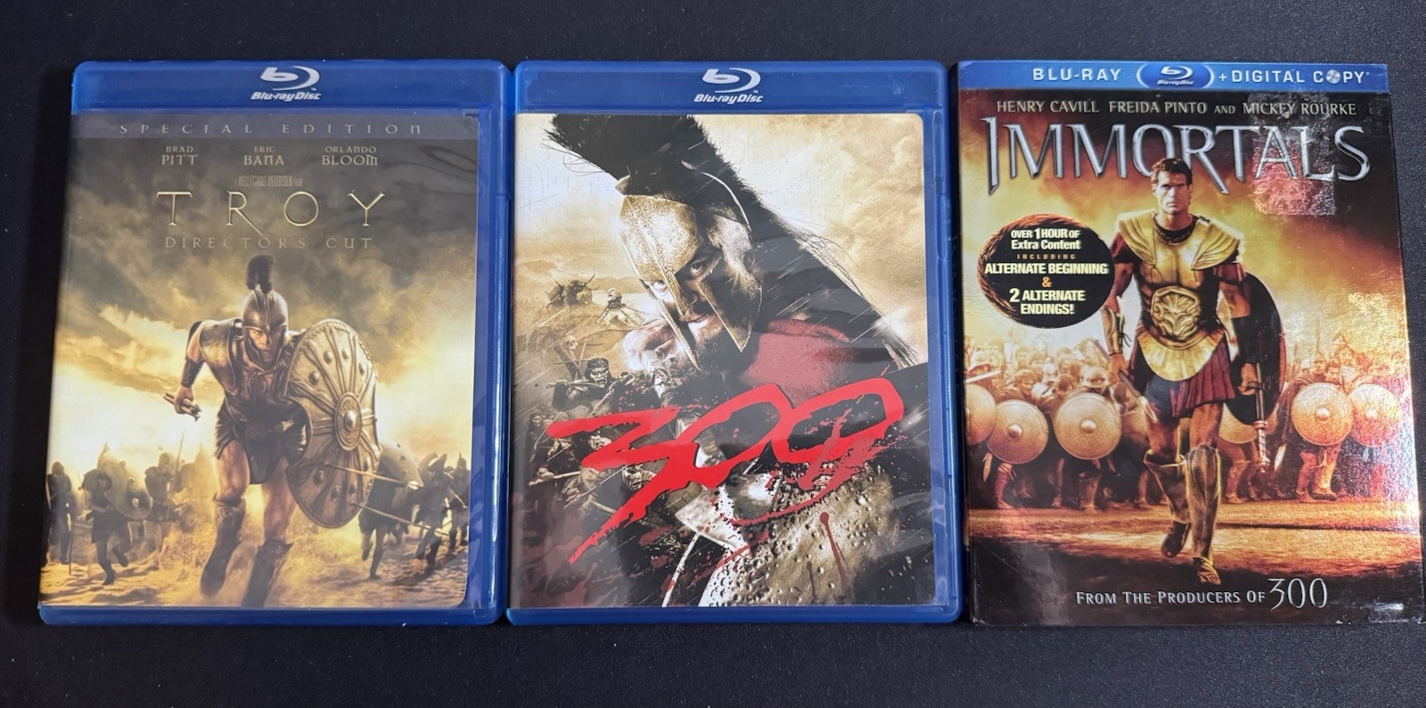 Troy Director’s Cut 300 Immortals Blu-ray Lot 3 Epic War Action Movies