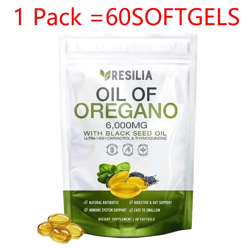 1-5Packs Resilia Oil of Oregano 6000mg with Black Seed Oil Softgels 60 Capsules 1-5Packs Resilia Oil of Oregano 6000mg with Black Seed Oil Softgels 60 Capsules