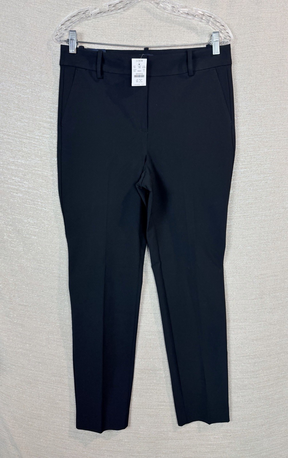 NWT J.Crew Ruby Full Length Pants Women’s Size 8 Black Stretch Straight Leg
