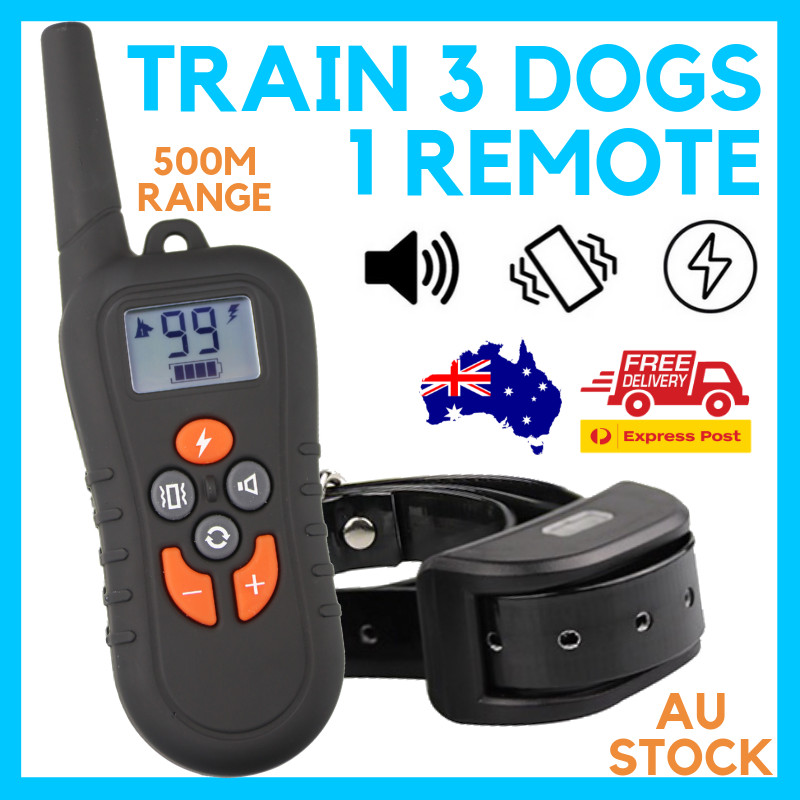 M919c TRAIN 3 DOGS 500Metres SOUND+VIBRATION+SHOCK ZAPPER DOG COLLAR WATERPROOF