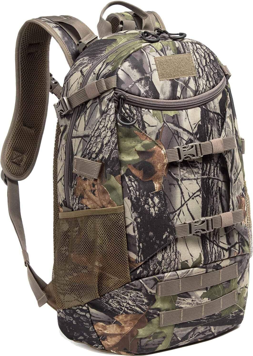 Large Camo Hunting Backpack With Bow Rifle Carrying System And Rain Cover
