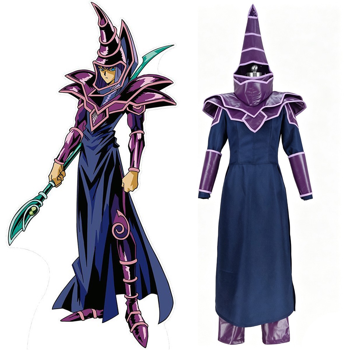 IN STOCK Yu-Gi-Oh YuGiOh Dark Magician Cosplay Costume Dark Purple Wizard Robe
