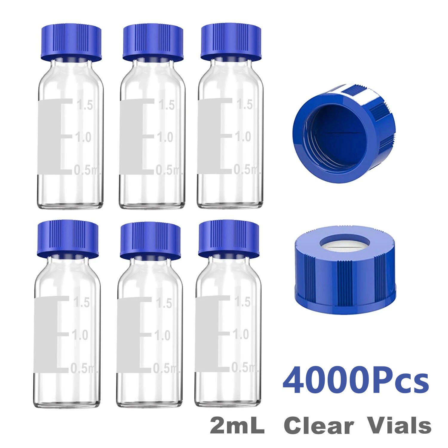 100/1000/10000Pcs 2ml Autosampler Vial Lab vials w/ Screw Cap Glass Sample Vials 100/1000/10000Pcs 2ml Autosampler Vial Lab vials w/ Screw Cap Glass Sample Vials