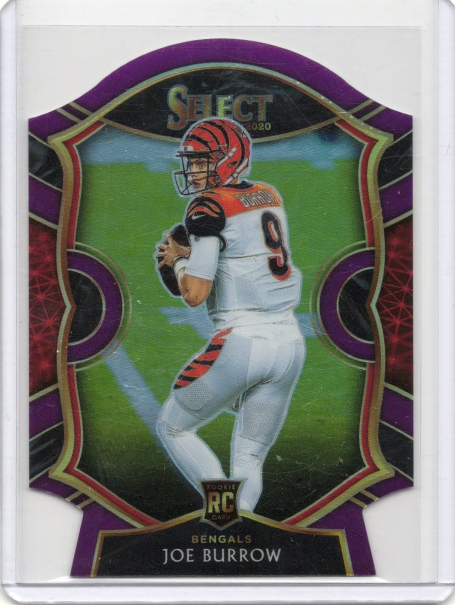 JOE BURROW 2020 PANINI SELECT CONCOURSE PURPLE PRIZM DIE CUT ROOKIE RC #46 Q8008 JOE BURROW 2020 PANINI SELECT CONCOURSE PURPLE PRIZM DIE CUT ROOKIE RC #46 Q8008