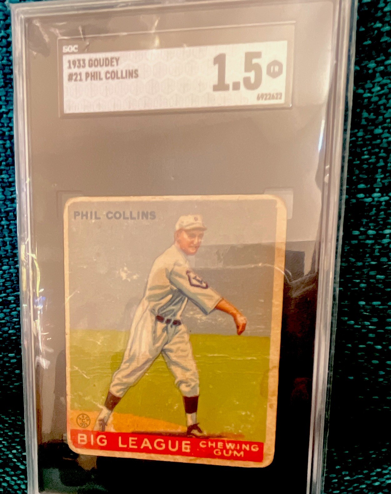 Goudey 1933 Big League Chewing Gum Phil Collins Phillies #21 SGC 1.5 Graded Goudey 1933 Big League Chewing Gum Phil Collins Phillies #21 SGC 1.5 Graded