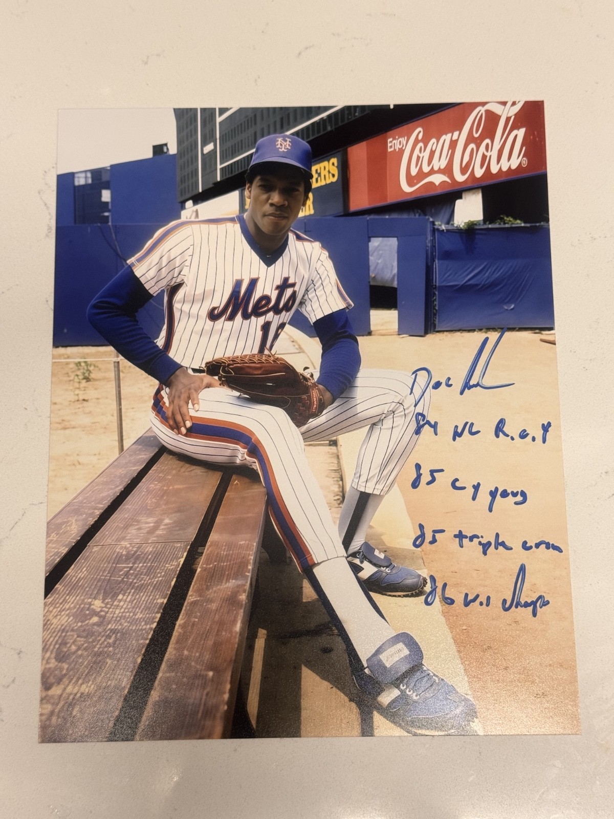 DWIGHT DOC GOODEN Signed ROY CY YOUNG TRIPLE CROWN and WS CHAMP Auto 8x10 Photo DWIGHT DOC GOODEN Signed ROY CY YOUNG TRIPLE CROWN and WS CHAMP Auto 8x10 Photo