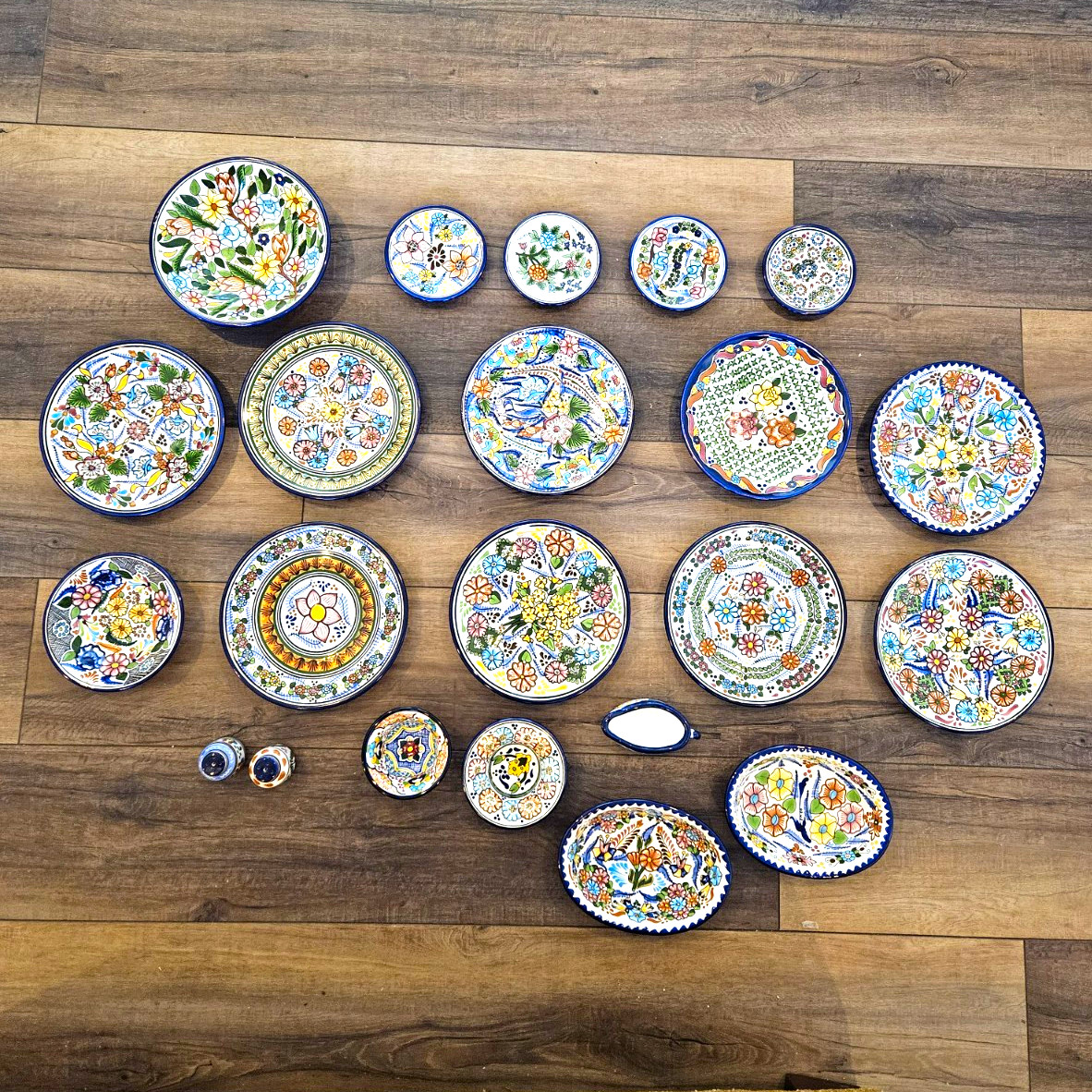 Vintage Large Talavera Collection Hand Painted Pottery Puebla Mexico